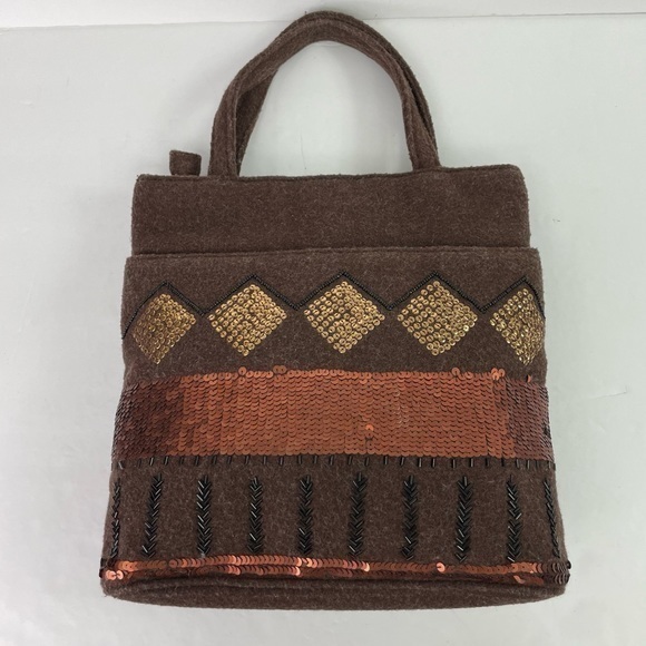 Brown‎ Sequins Felt Mini Tote - Picture 3 of 16